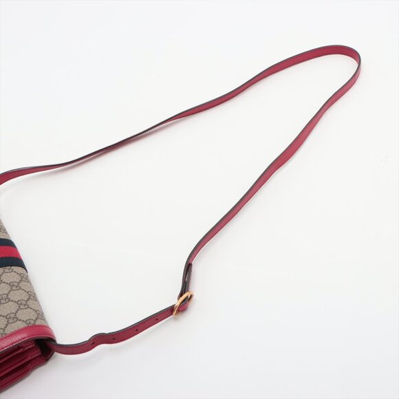 SOLD OUT ❌Gucci GG Supreme Queen margaret PVC & leather Shoulder bag Red 524356 - Picture 5 of 13